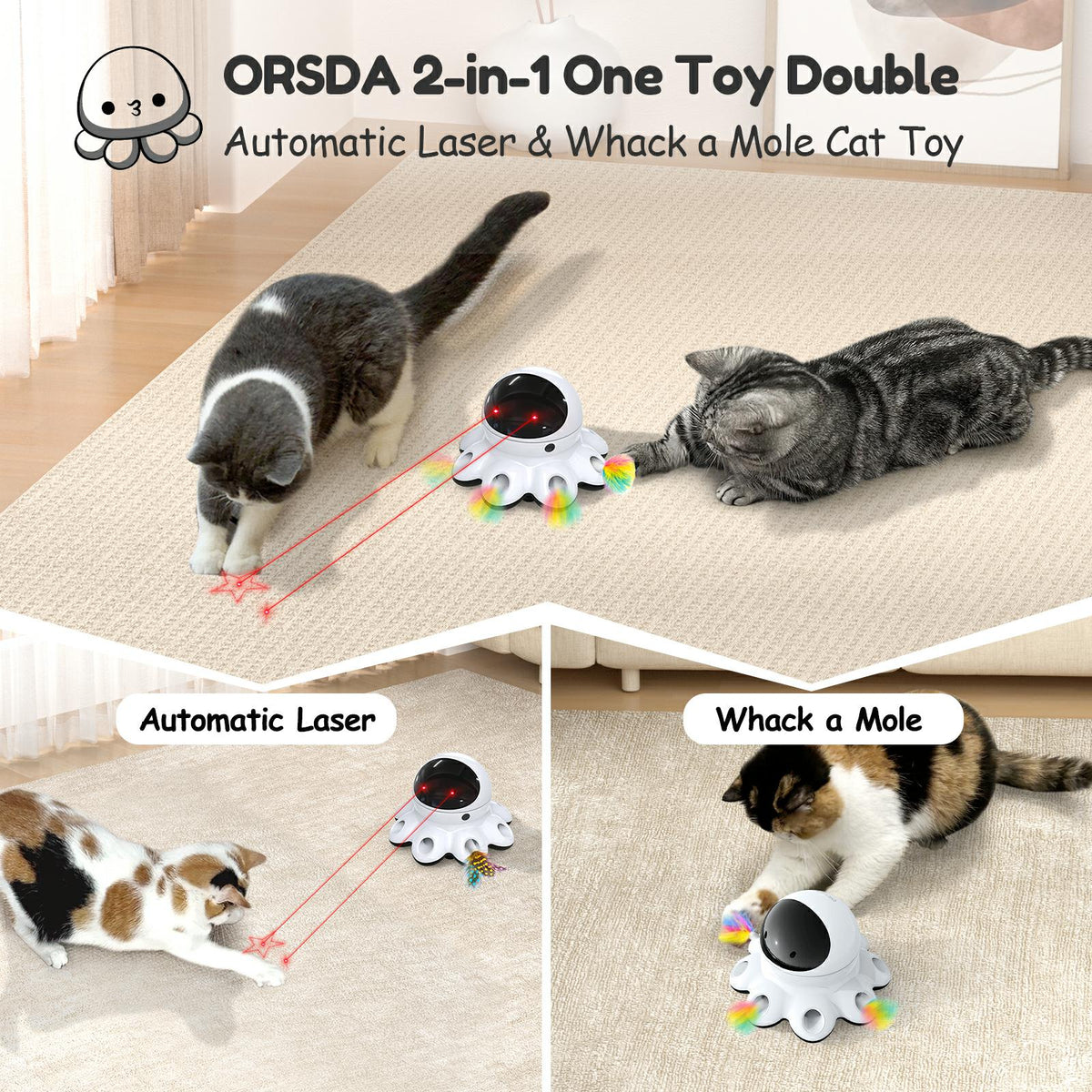 ORSDA 2-in-1 Interactive Cat Laser Toys