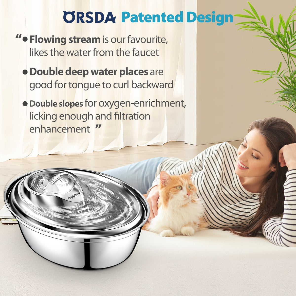 ORSDA Stainless Steel 2L/3L Water Fountain